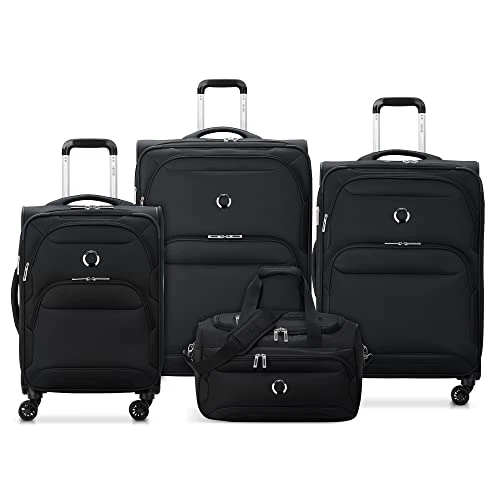 DELSEY Paris Sky Max 2.0 Softside Expandable Luggage With Spinner Wheels, Blue, 4 Piece Set W/Duffel 1 DELSEY Paris Sky Max 2.0 Softside Expandable Luggage With Spinner Wheels, Blue, 4 Piece Set W/Duffel